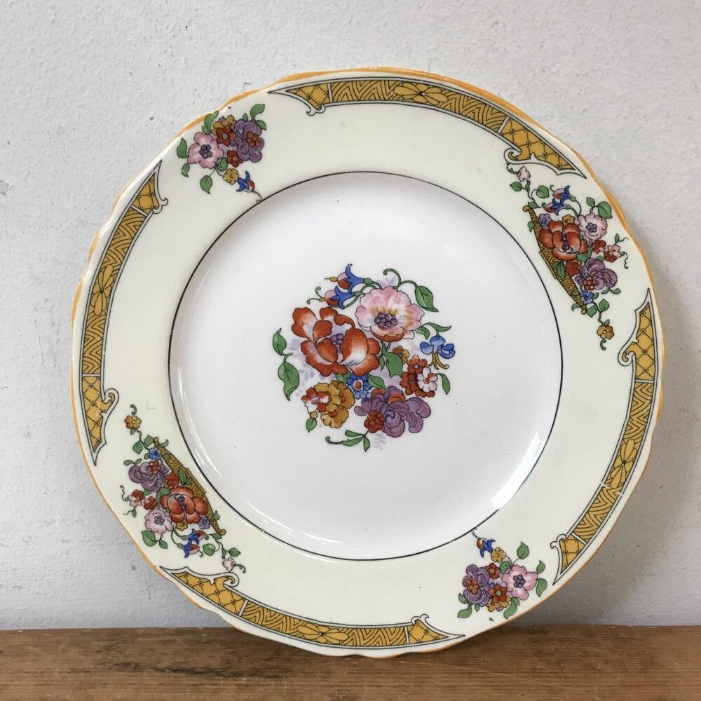 Set Lot 5 Vintage Alfred Meakin Elgin Yellow Floral Porcelain Dessert Plates 7"